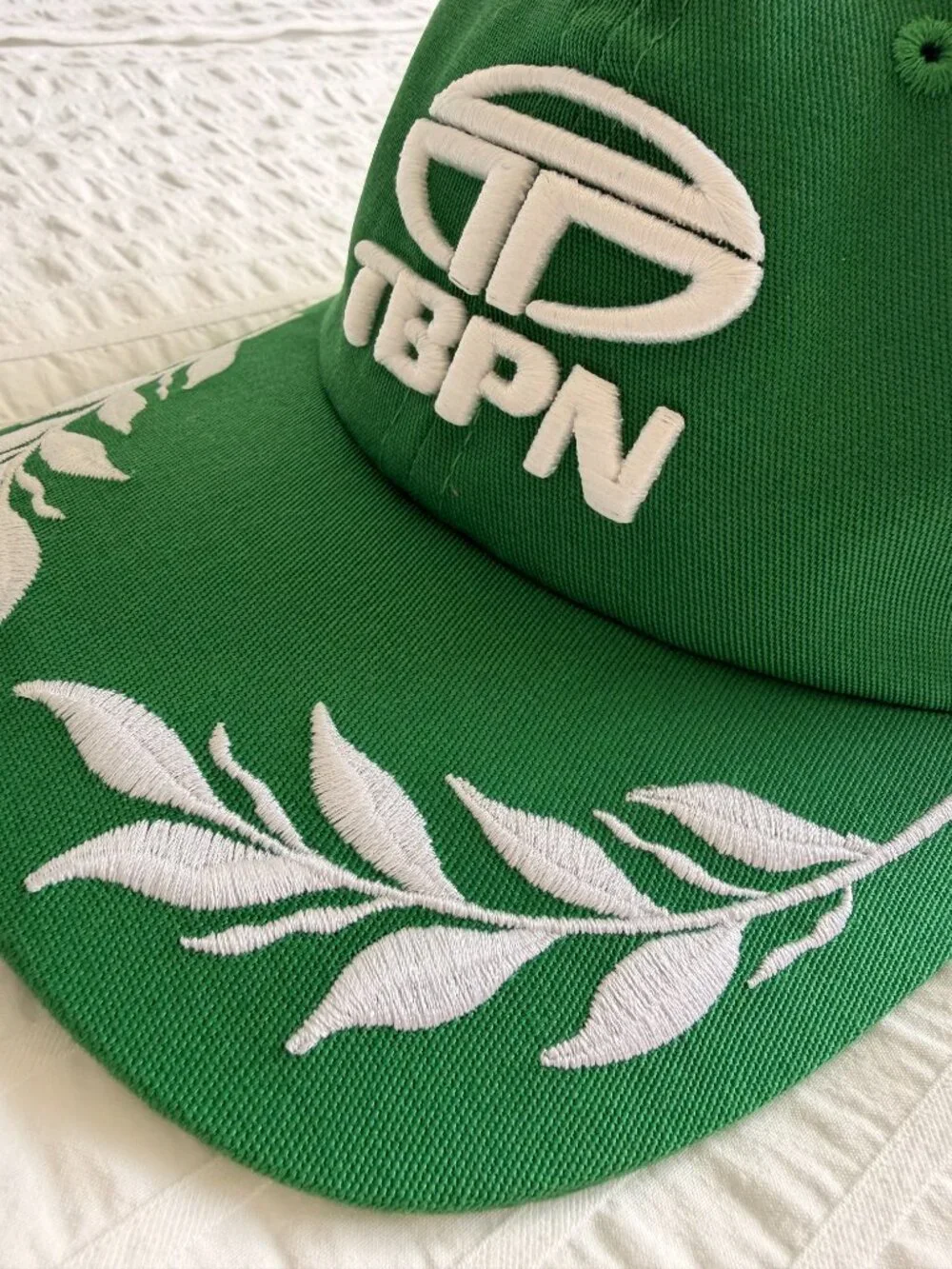 TBPN Baseball Hat in Green with White Embroidered logo